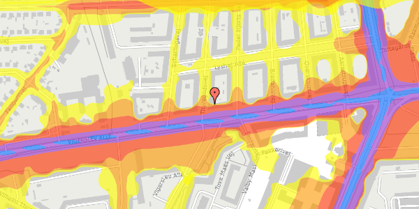 Trafikstøjkort på Thyregodsvej 2, 1. tv, 2500 Valby