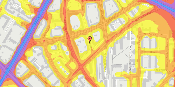 Trafikstøjkort på Tibirkegade 3, 3. th, 2200 København N