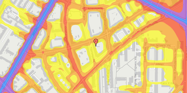 Trafikstøjkort på Tibirkegade 6, st. th, 2200 København N