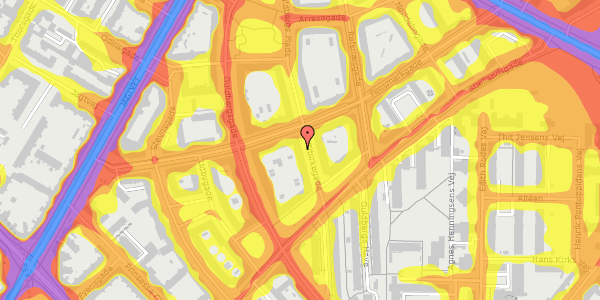 Trafikstøjkort på Tibirkegade 7, 1. th, 2200 København N