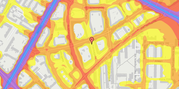 Trafikstøjkort på Tibirkegade 9, 2. th, 2200 København N