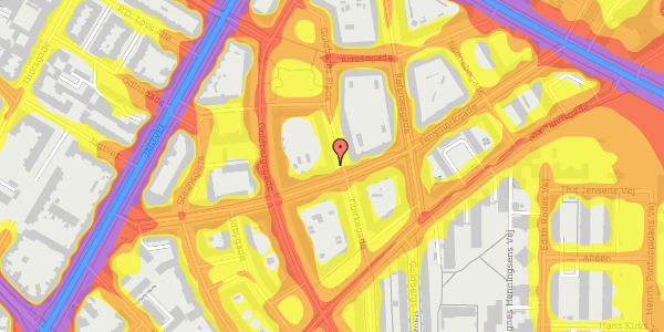 Trafikstøjkort på Tibirkegade 13, 2. tv, 2200 København N