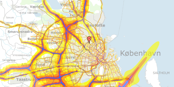 Trafikstøjkort på Tingskrivervej 11, 3. th, 2400 København NV