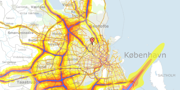 Trafikstøjkort på Tingskrivervej 14, st. th, 2400 København NV