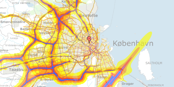 Trafikstøjkort på Tjørnegade 6, 1. tv, 2200 København N