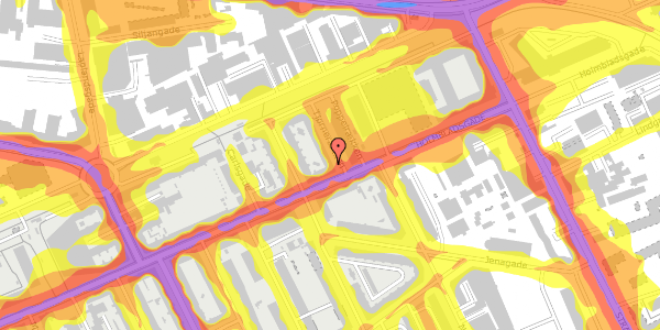 Trafikstøjkort på Tjørnerækken 1, 1. tv, 2300 København S