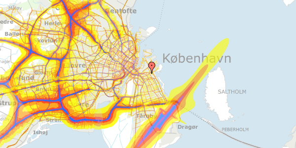 Trafikstøjkort på Tjørnerækken 15, 4. th, 2300 København S