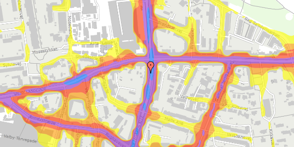 Trafikstøjkort på Toftegårds Allé 2, 1. th, 2500 Valby