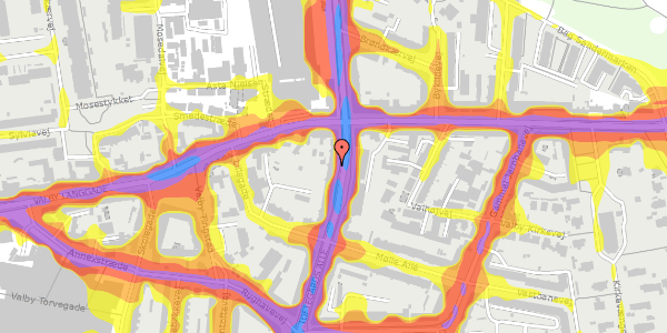 Trafikstøjkort på Toftegårds Allé 4, st. 3, 2500 Valby