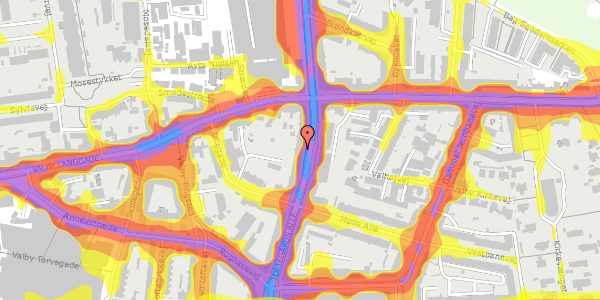 Trafikstøjkort på Toftegårds Allé 6, st. tv, 2500 Valby