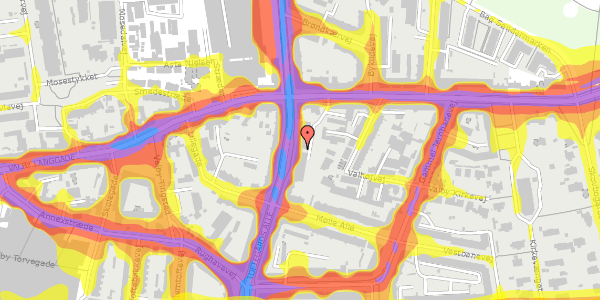 Trafikstøjkort på Toftegårds Allé 7, 2. b, 2500 Valby