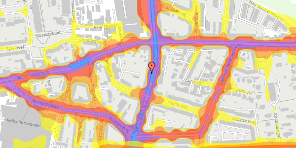 Trafikstøjkort på Toftegårds Allé 8, st. , 2500 Valby