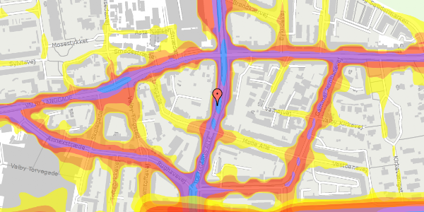 Trafikstøjkort på Toftegårds Allé 10, st. , 2500 Valby