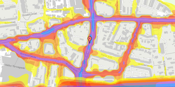 Trafikstøjkort på Toftegårds Allé 12, 3. th, 2500 Valby