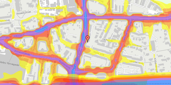 Trafikstøjkort på Toftegårds Allé 15, st. th, 2500 Valby