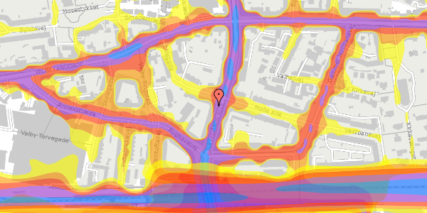 Trafikstøjkort på Toftegårds Allé 16, 2. th, 2500 Valby