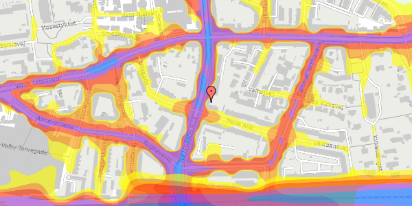 Trafikstøjkort på Toftegårds Allé 17, st. th, 2500 Valby