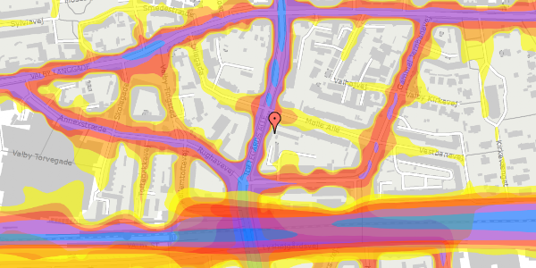 Trafikstøjkort på Toftegårds Allé 21, 4. th, 2500 Valby