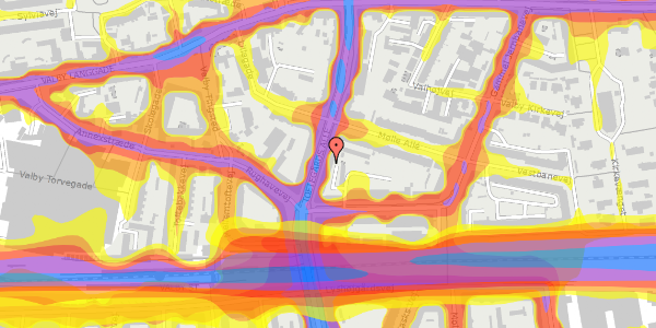 Trafikstøjkort på Toftegårds Allé 23, 3. th, 2500 Valby