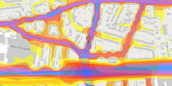 Trafikstøjkort på Toftegårds Allé 24, 1. th, 2500 Valby