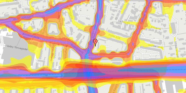 Trafikstøjkort på Toftegårds Allé 25, 3. th, 2500 Valby