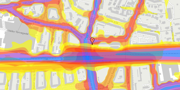 Trafikstøjkort på Toftegårds Allé 29, st. 1, 2500 Valby