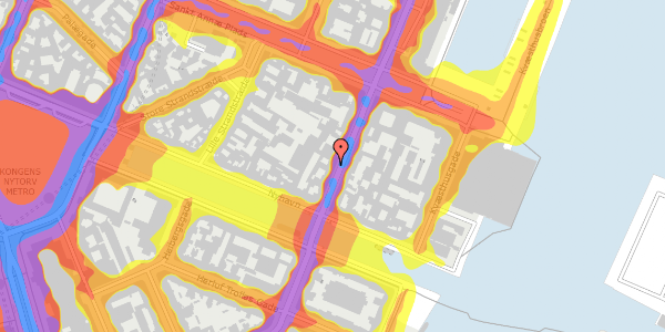 Trafikstøjkort på Toldbodgade 11, kl. th, 1253 København K