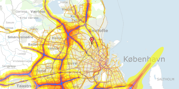 Trafikstøjkort på Tonemestervej 14, 2. th, 2400 København NV