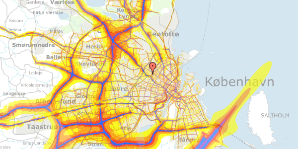 Trafikstøjkort på Tornskadestien 14, 1. th, 2400 København NV