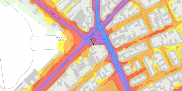 Trafikstøjkort på Trianglen 7, 1. th, 2100 København Ø