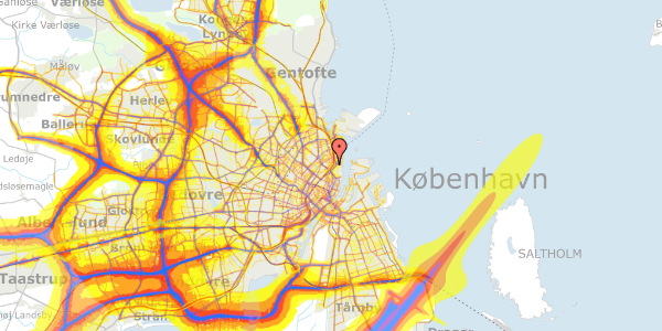 Trafikstøjkort på Trondhjemsgade 13, 1. tv, 2100 København Ø