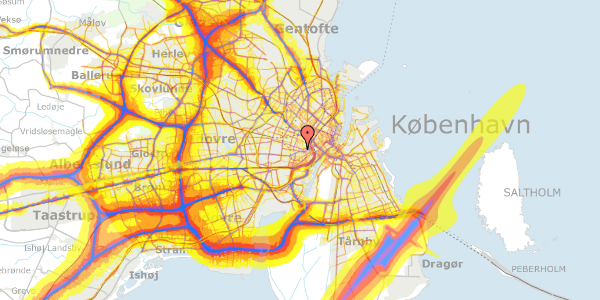 Trafikstøjkort på Tullinsgade 10, kl. th, 1618 København V