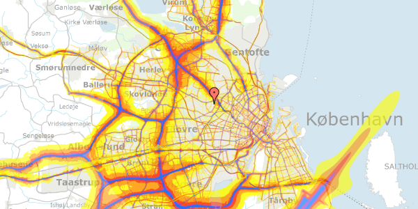 Trafikstøjkort på Tuxensvej 20, 2700 Brønshøj