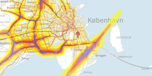 Trafikstøjkort på Tværagervej 31, 2300 København S