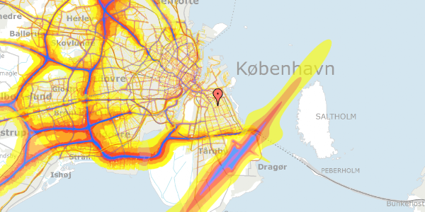 Trafikstøjkort på Tycho Brahes Allé 1, 1. th, 2300 København S