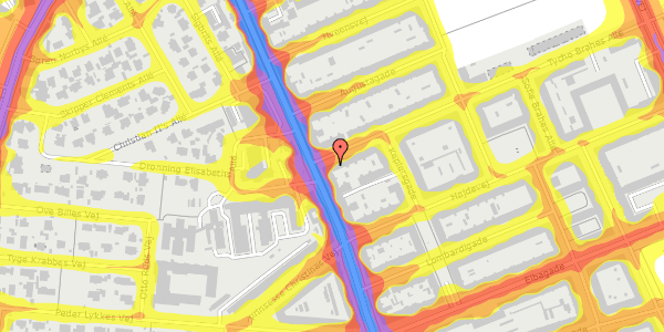 Trafikstøjkort på Tycho Brahes Allé 2, 1. tv, 2300 København S