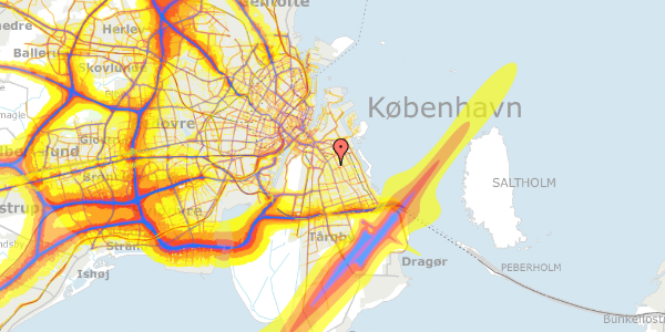 Trafikstøjkort på Tycho Brahes Allé 14, 2. tv, 2300 København S