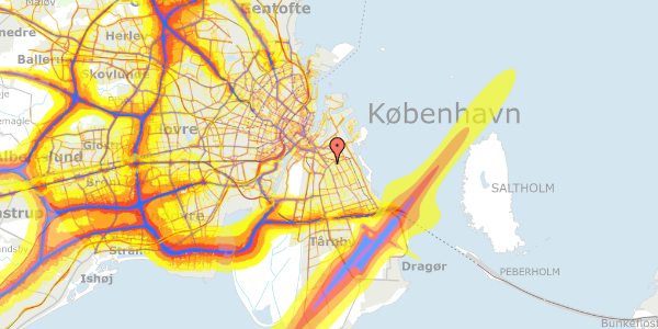 Trafikstøjkort på Tyrolsgade 11, 2. th, 2300 København S