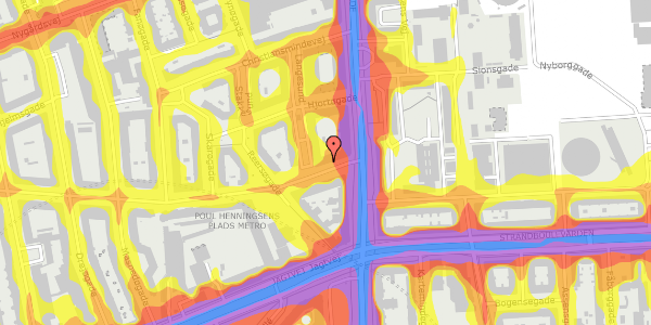 Trafikstøjkort på Tåsingegade 4, st. tv, 2100 København Ø