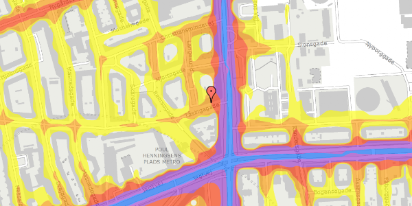 Trafikstøjkort på Tåsingegade 4, 4. th, 2100 København Ø