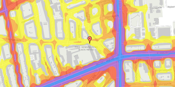 Trafikstøjkort på Tåsingegade 19, 3. 305, 2100 København Ø