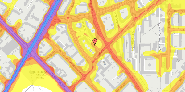 Trafikstøjkort på Udbygade 5, 3. th, 2200 København N