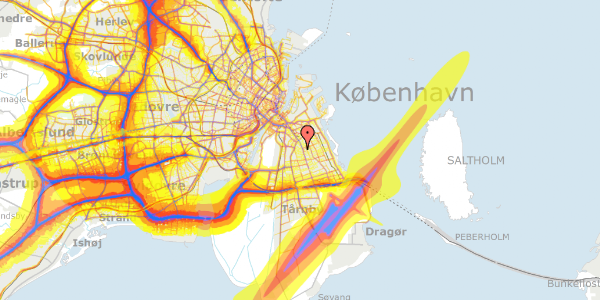 Trafikstøjkort på Ulrik Birchs Allé 21, 2300 København S