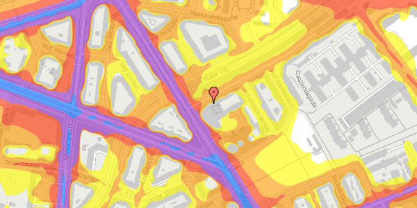 Trafikstøjkort på Uplandsgade 2, kl. 2, 2300 København S