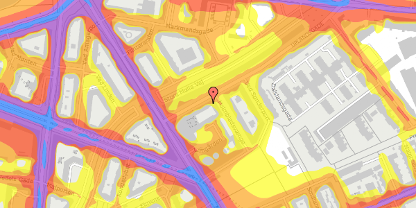 Trafikstøjkort på Uplandsgade 10, st. th, 2300 København S