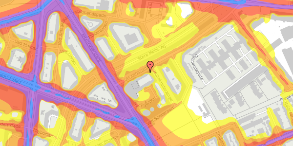 Trafikstøjkort på Uplandsgade 10, 1. tv, 2300 København S