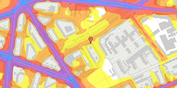 Trafikstøjkort på Uplandsgade 12, st. th, 2300 København S