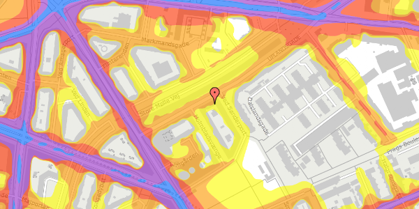 Trafikstøjkort på Uplandsgade 12, st. tv, 2300 København S