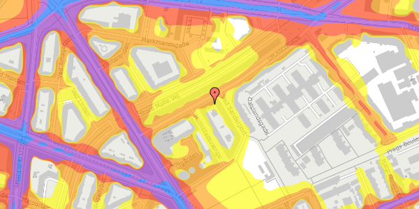 Trafikstøjkort på Uplandsgade 12, 4. , 2300 København S