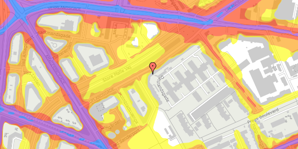 Trafikstøjkort på Uplandsgade 20, st. th, 2300 København S